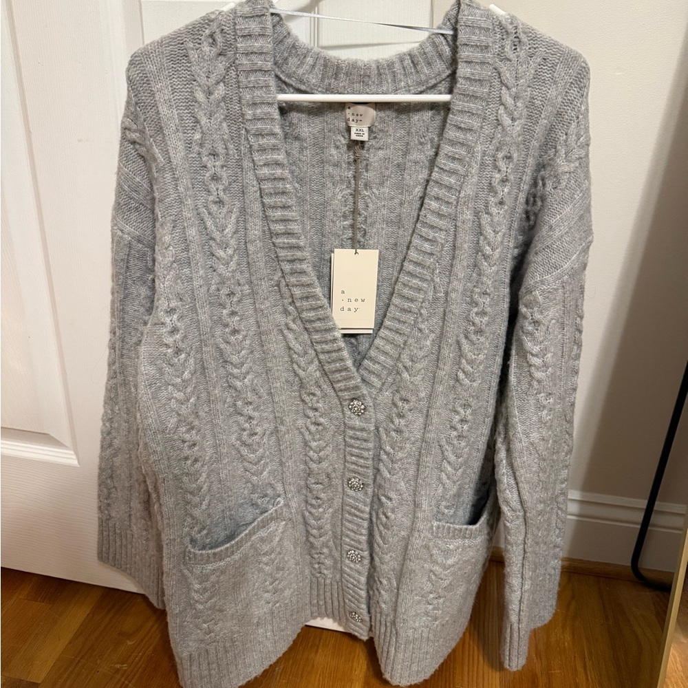 a new day Light Gray Cable Knit Cardigan